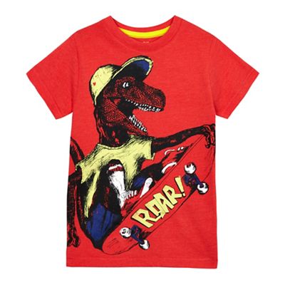 Boys' red dinosaur print t-shirt